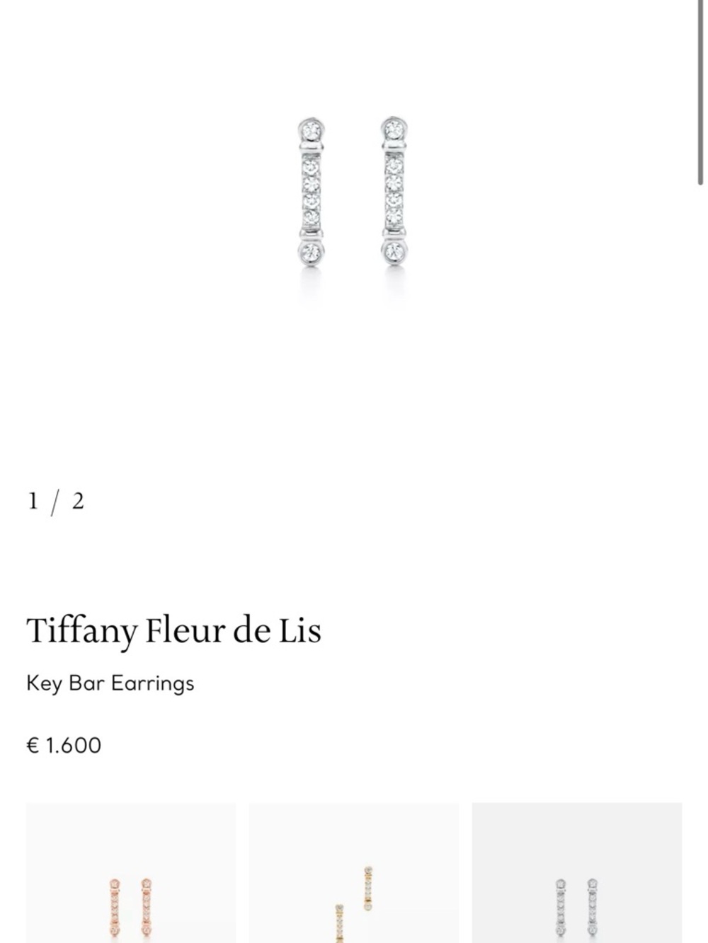 Tiffany & Co. Fleur de Lis Key Bar Earrings - Platinum